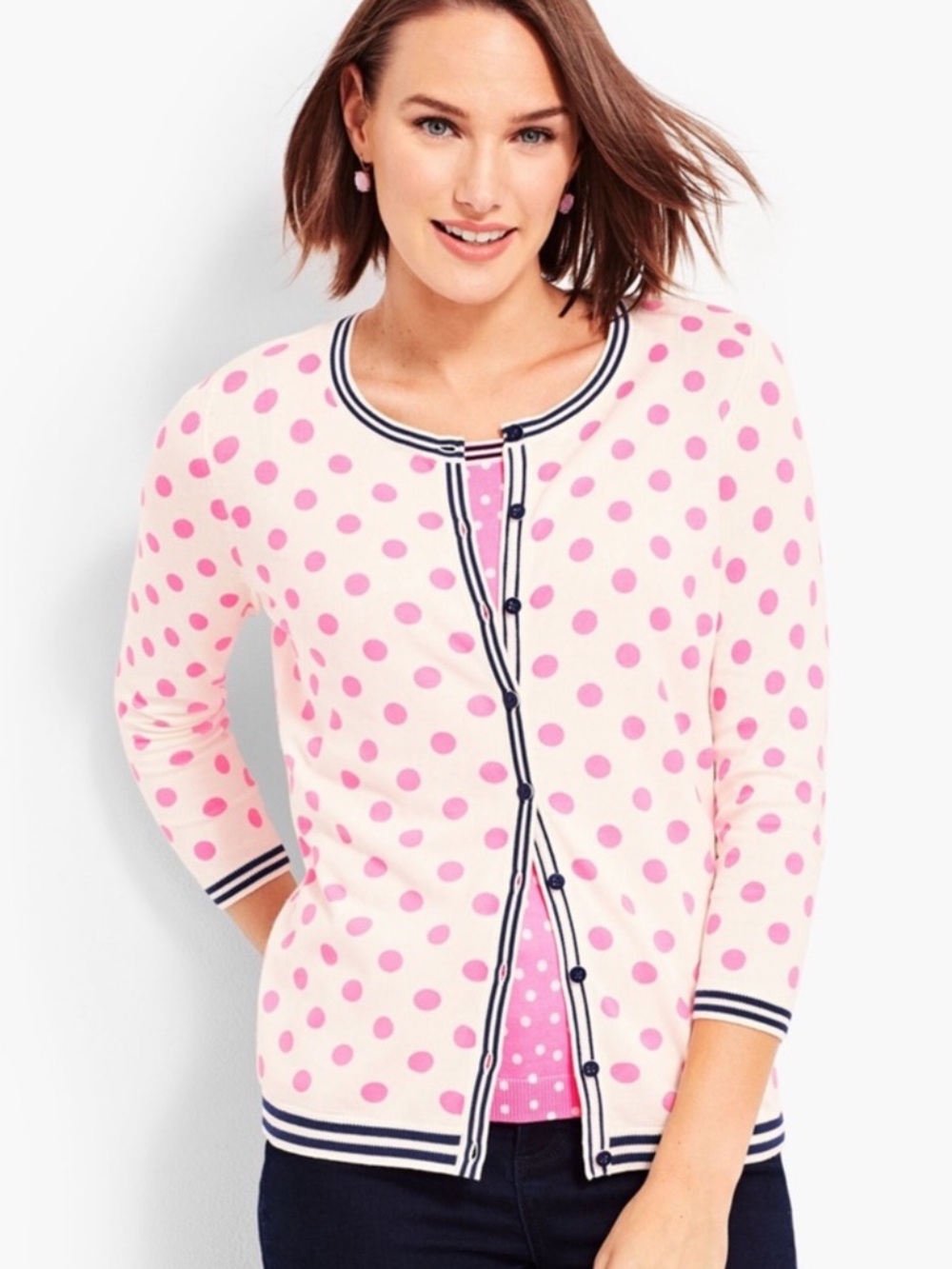 NWT Talbots Charming Cardigan~Dot Print